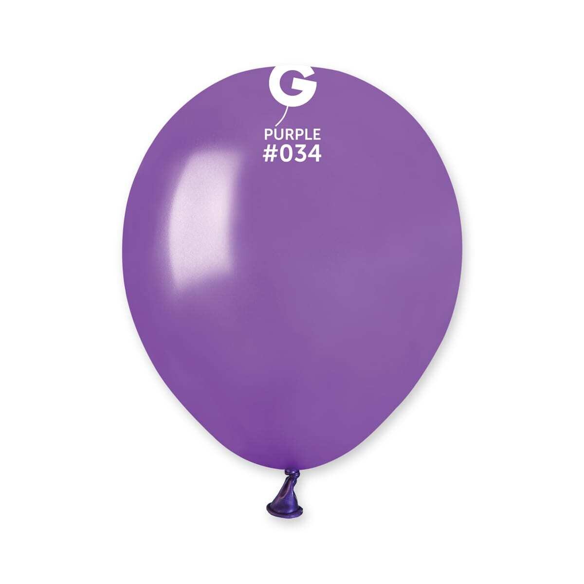 Gemar Latex Balloons Metal Purple #034 5in - 100 pieces