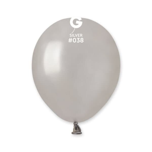 Gemar Latex Balloons Metal Silver#038 5in - 100 pieces