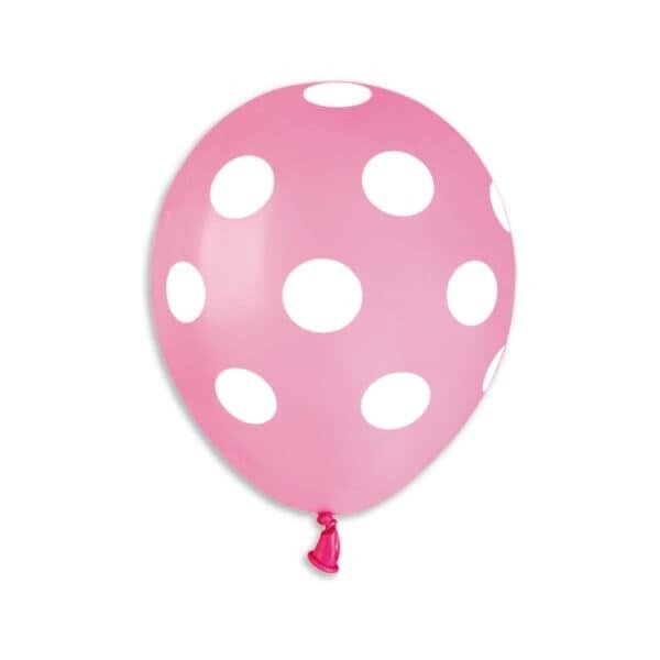 Gemar Latex Balloons Standard Printed Pink Polka Dot #057 5in - 100 pieces