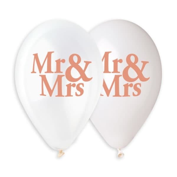 Gemar Latex Balloons Metal Printed Mr & Mrs #759 12in - 50 pieces