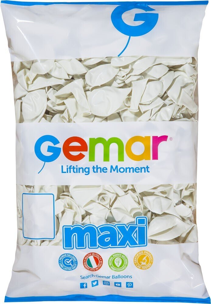 Gemar Latex Balloons Standard White #001 Maxi Bags 12in - 500 pieces