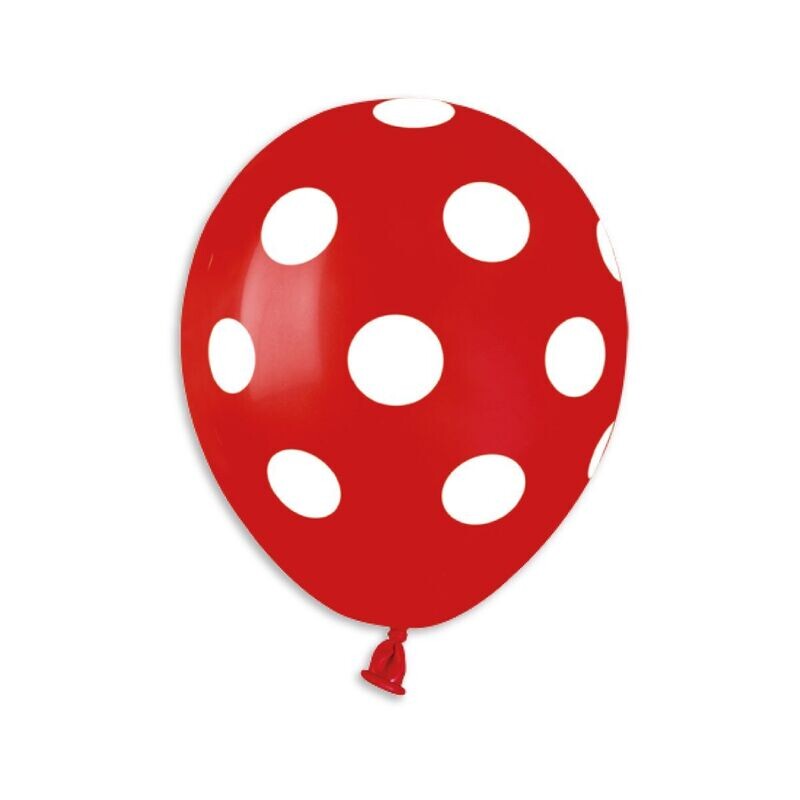 Gemar Latex Balloons Standard Printed Red Polka Dot #045 5in - 100 pieces