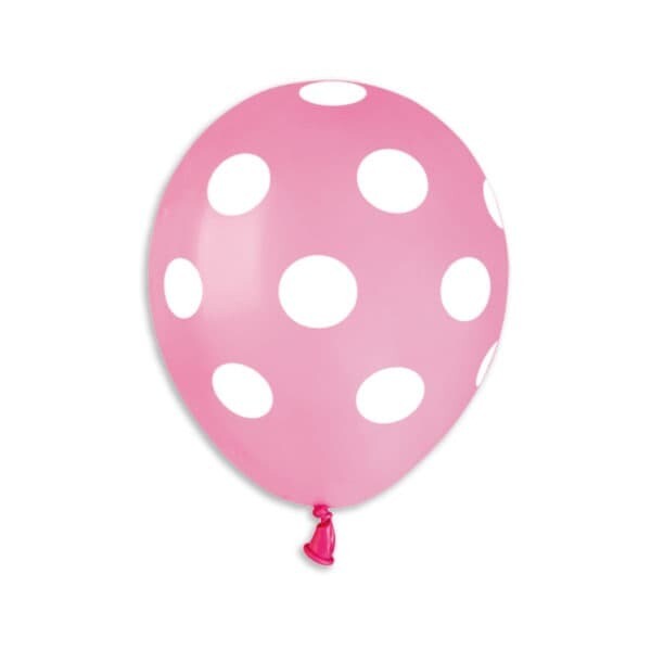 Gemar Latex Balloons Standard Printed Pink Polka Dot #057 5in - 100 pieces