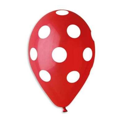 Gemar Latex Balloons Standard Printed Red/White #045 12in - 50 pieces