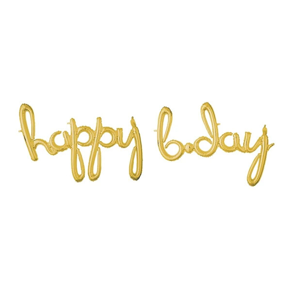 Happy B'day' Script in Gold 70"