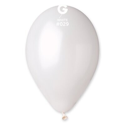 Gemar Latex Balloons Metal White #029 12in - 50 Pieces
