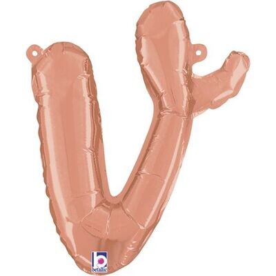 Script Letter "v" Rose Gold 14"