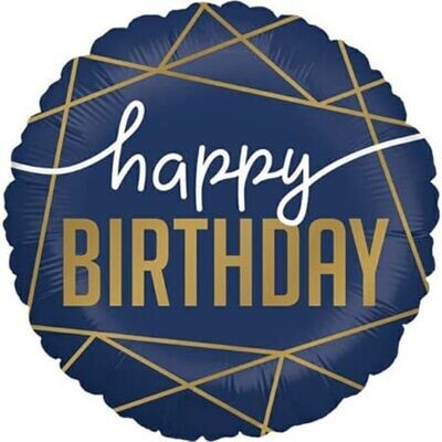 Navy & Gold B'day 18"