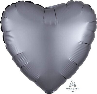Satin Luxe Graphite Heart 18"