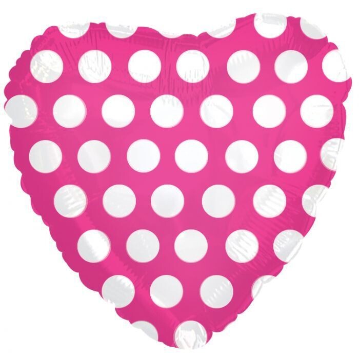 Hot Pink Heart Polka Dots 18"