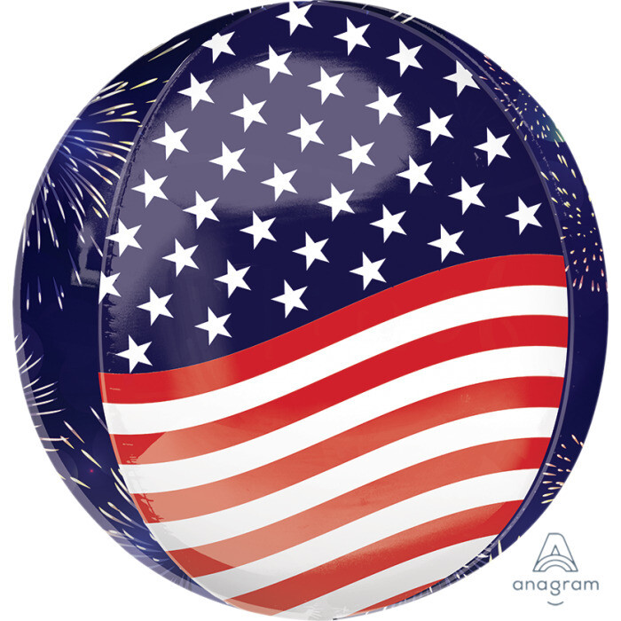 Stars, Stripes, Fireworks Orbz 16"