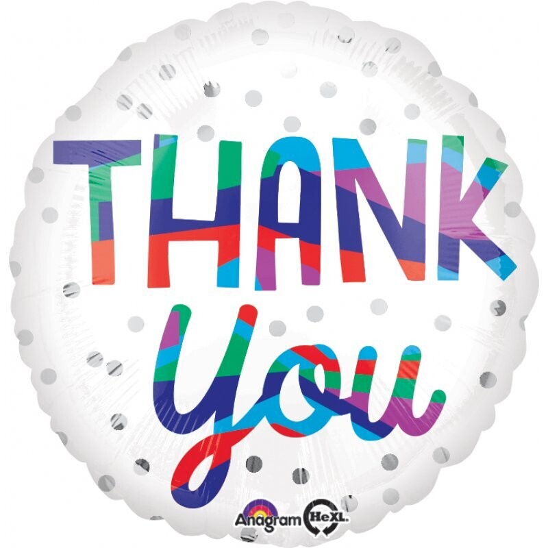  Thank You Silver Dots 18"