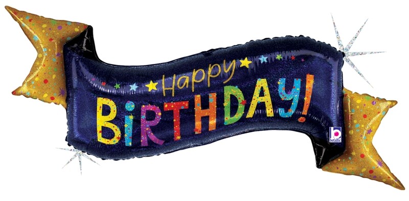 Glittering  Navy B'Day Banner 51"