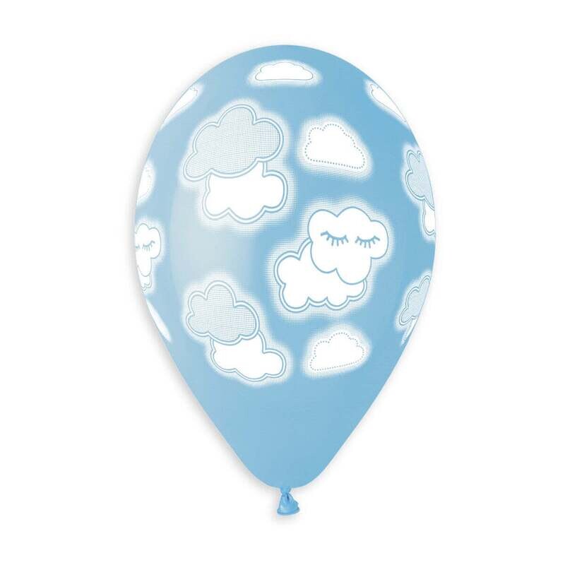 Gemar Latex Balloons Standard Printed Baby Blue Clouds #899 13in - 50 pieces