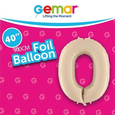 Gemar Latex Balloons Number 0 Satin Cream 171006 40"