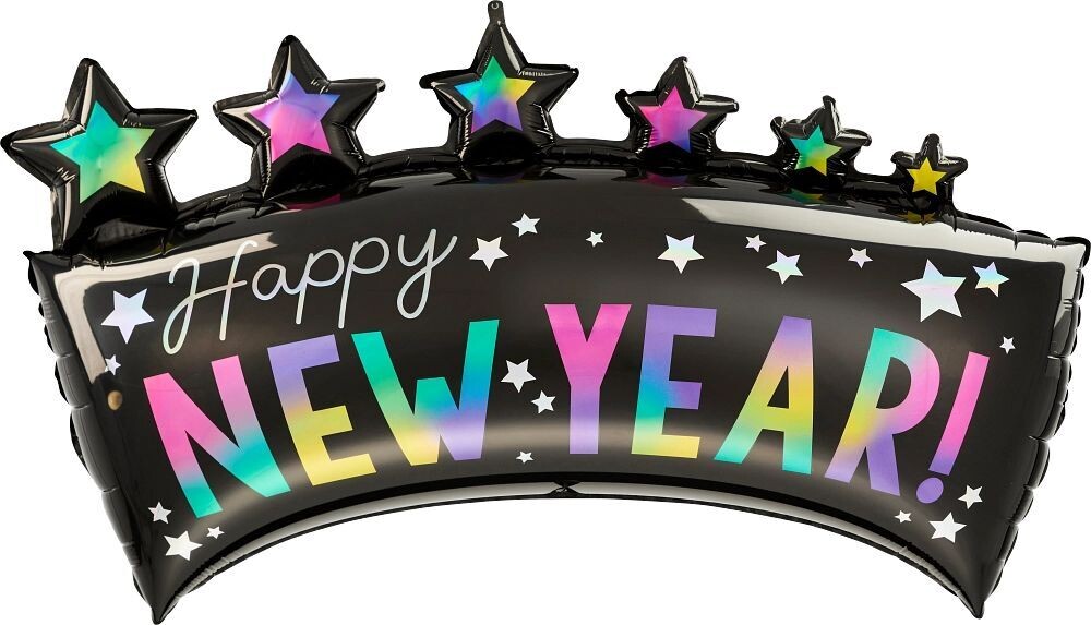 Iridescent New Year Star Banner 39"