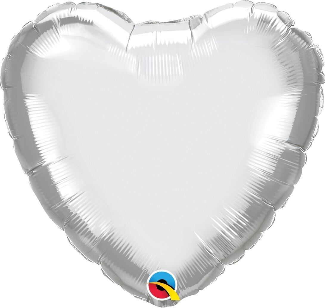Silver Chrome Heart 18", How do you want the balloon?: Deflated