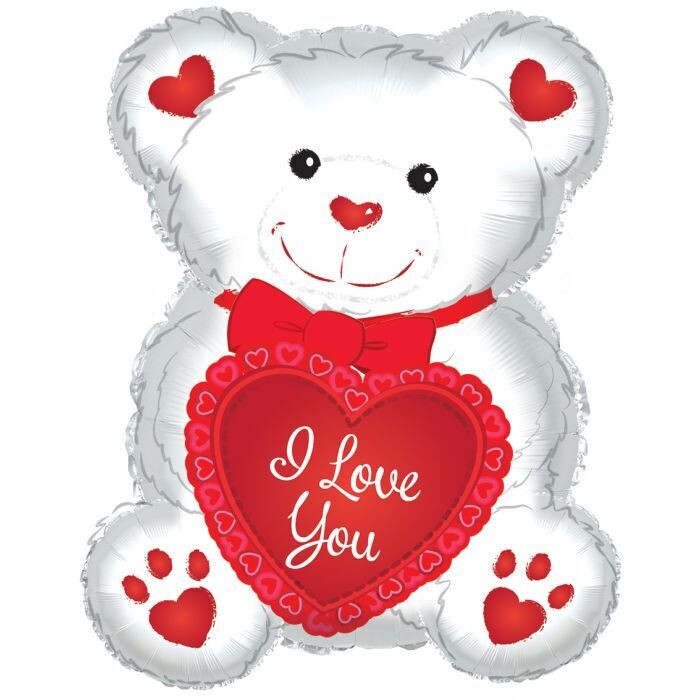 Teddy Love Hearts Red 12"