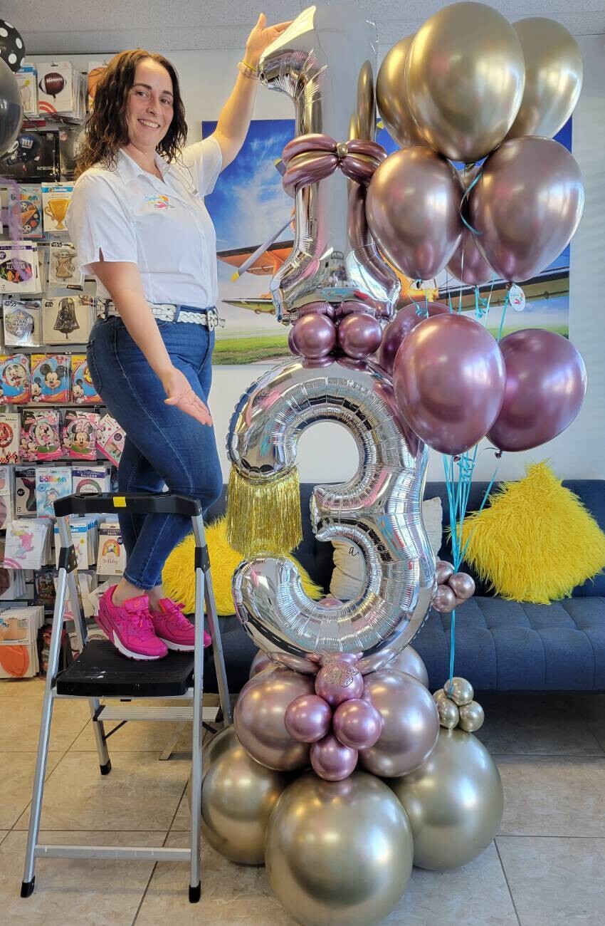 Numbers and floating balloons