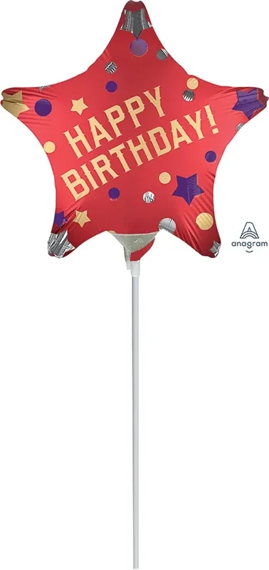 Red Satin Birthday Star 9"