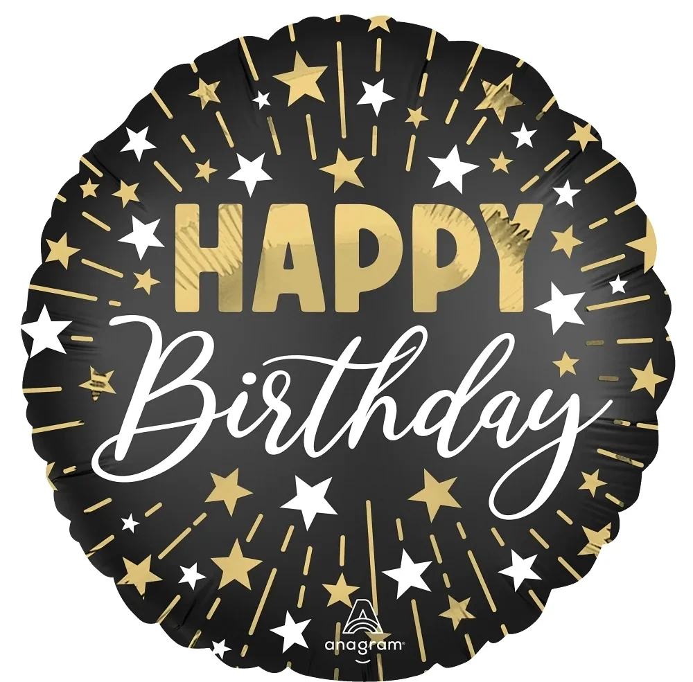 Black Silver Gold HBD 18"