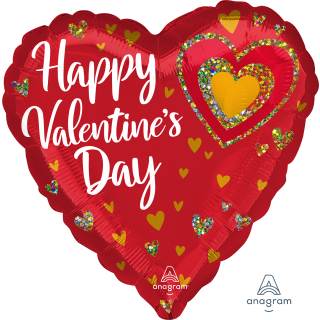 Glitter Hearts Valentine  9"