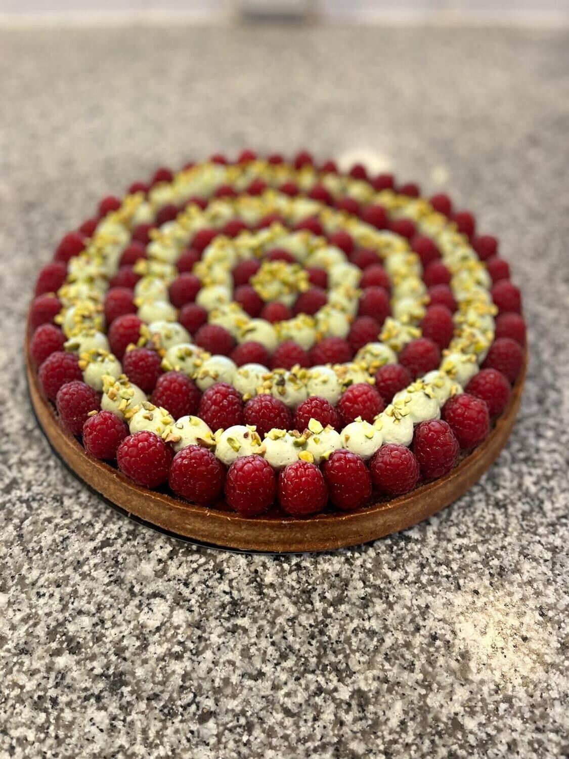 Tarte framboise pistache 8-10 personnes