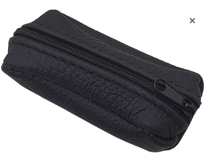 Schlüsseltasche aus echtem Leder, schwarz