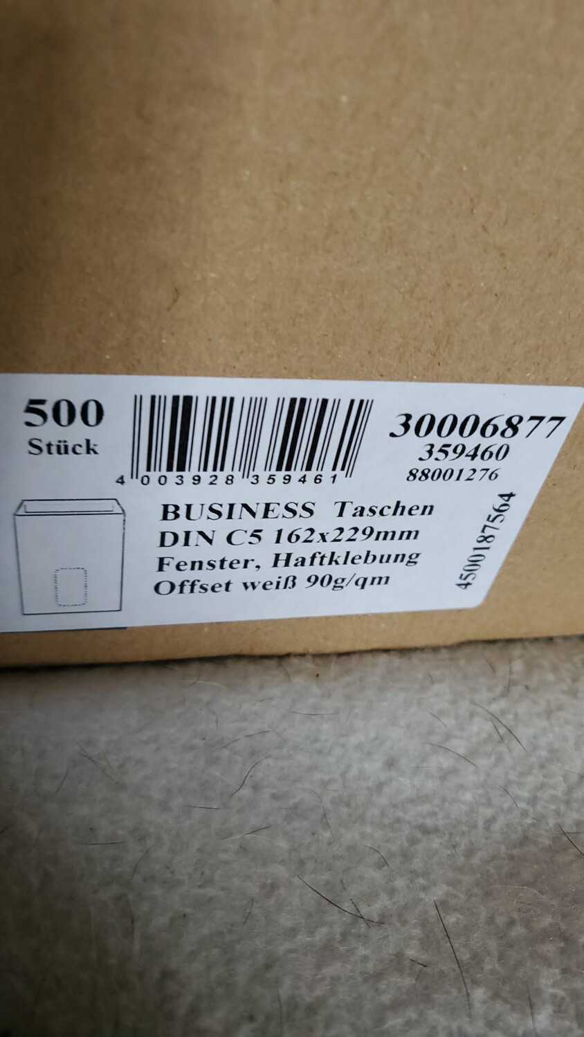 500 Versandtaschen C5 162x229 mm HK mit Fenster