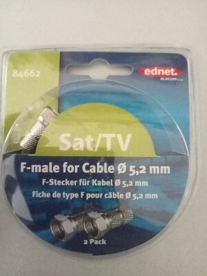 Sat/TV  F-Stecker für Kabel, 2 Stück