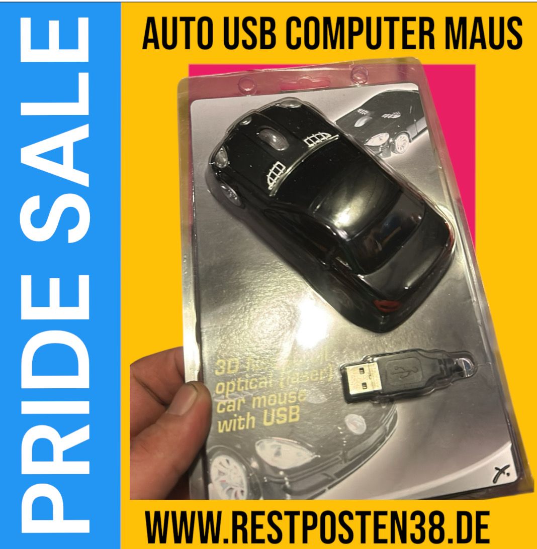 3D Computermaus in Autoform, USB Anschluss, schwarz