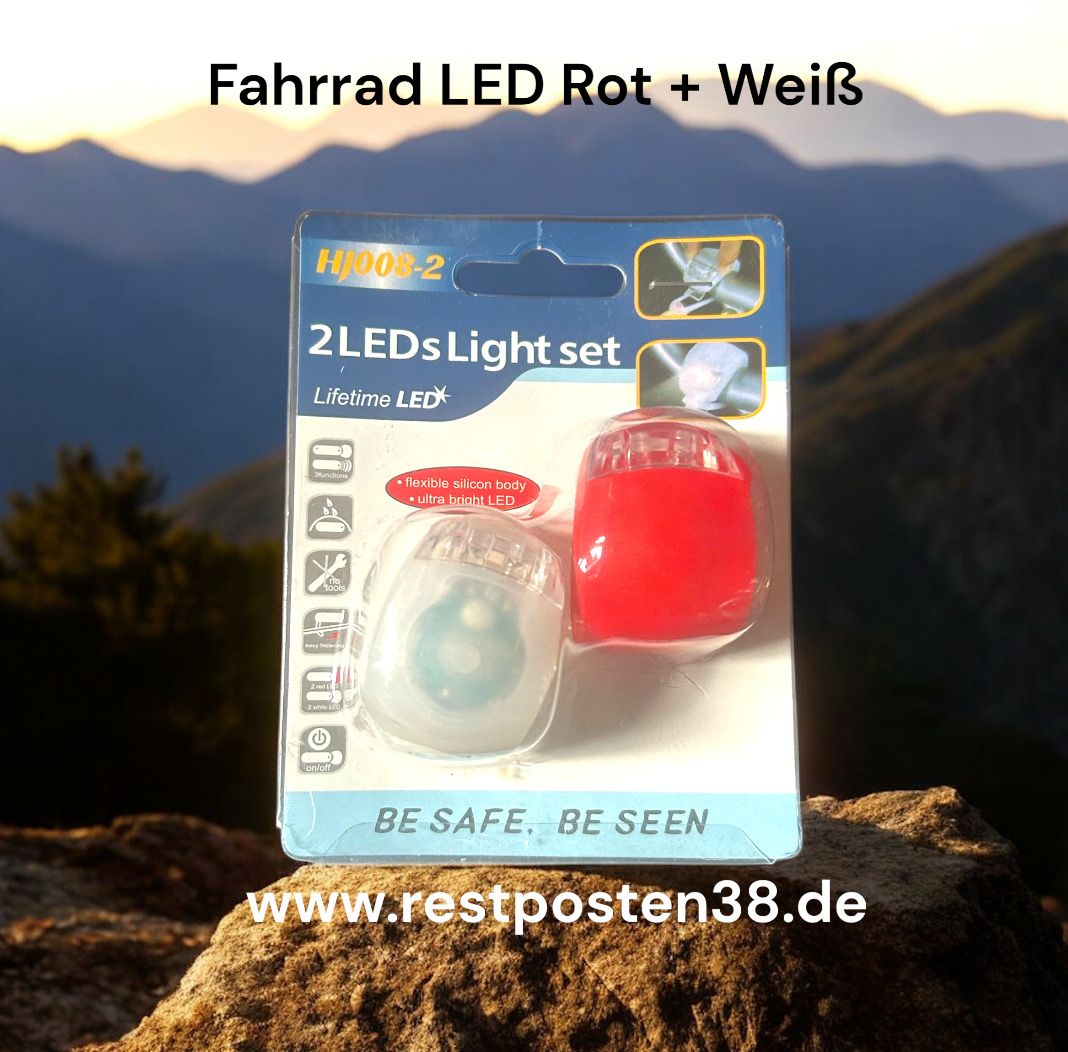 Fahrradbeleuchtung LED Rot/Weiß, Batteriebetrieben