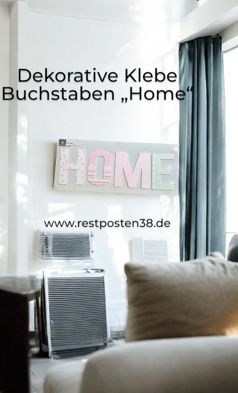 EUROGRAPHICS klebende Buchstaben &#39;HOME&#39; 3D Optik, rosa-grün gemustert, 25 x 60 cm