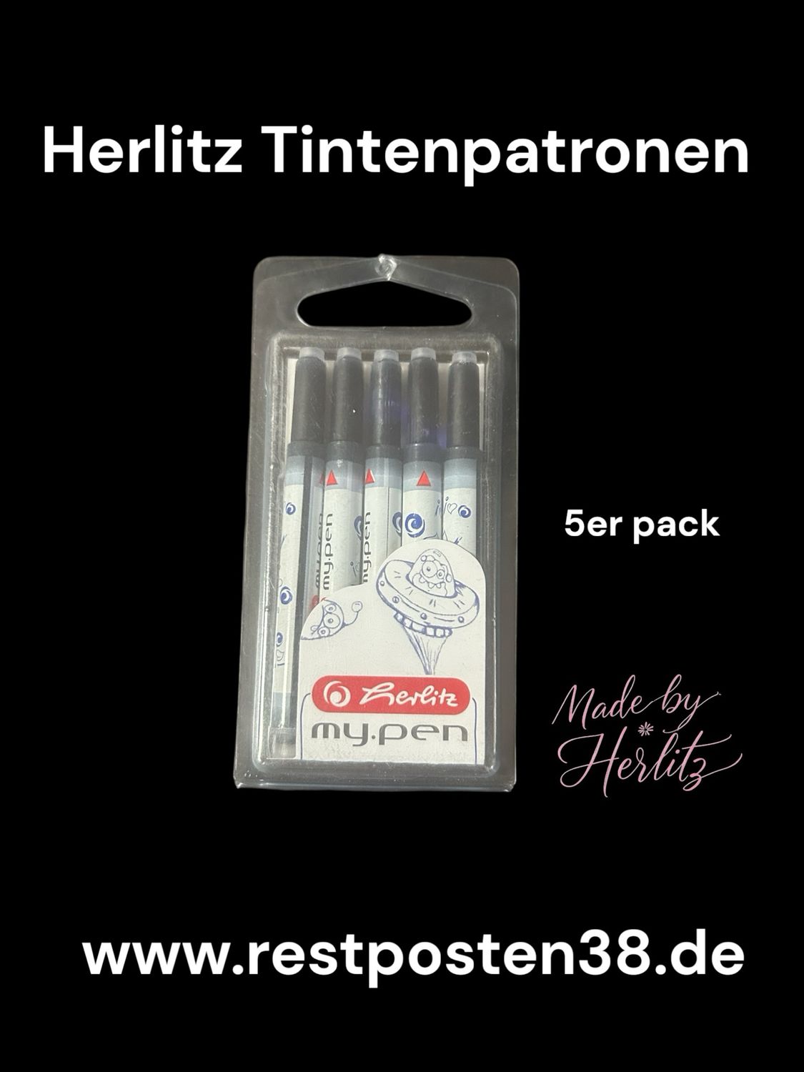 Herlitz Tinten Nachfüllpack 5 Stück, blau
