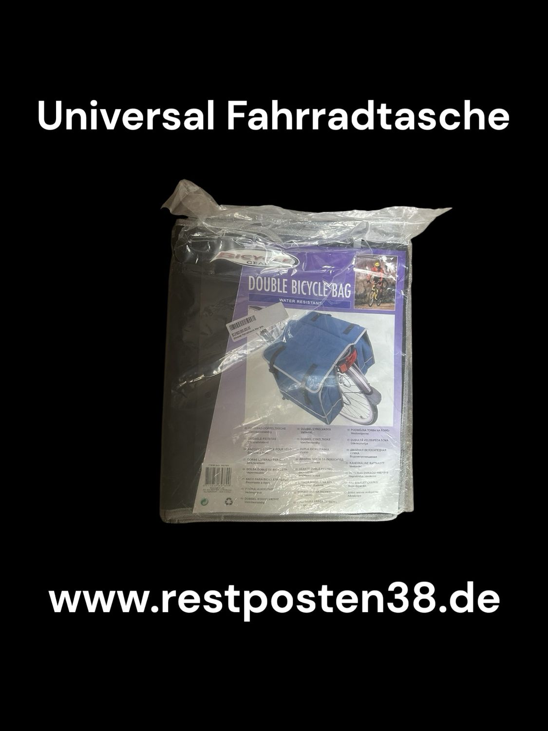 Universal Fahrrad-Doppeltasche, Wasserbeständig, blau-grau