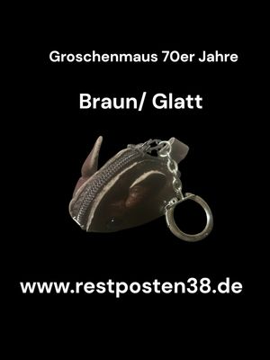Retro Groschenmaus braun -glattes Leder, 70er Jahre -Echt Leder