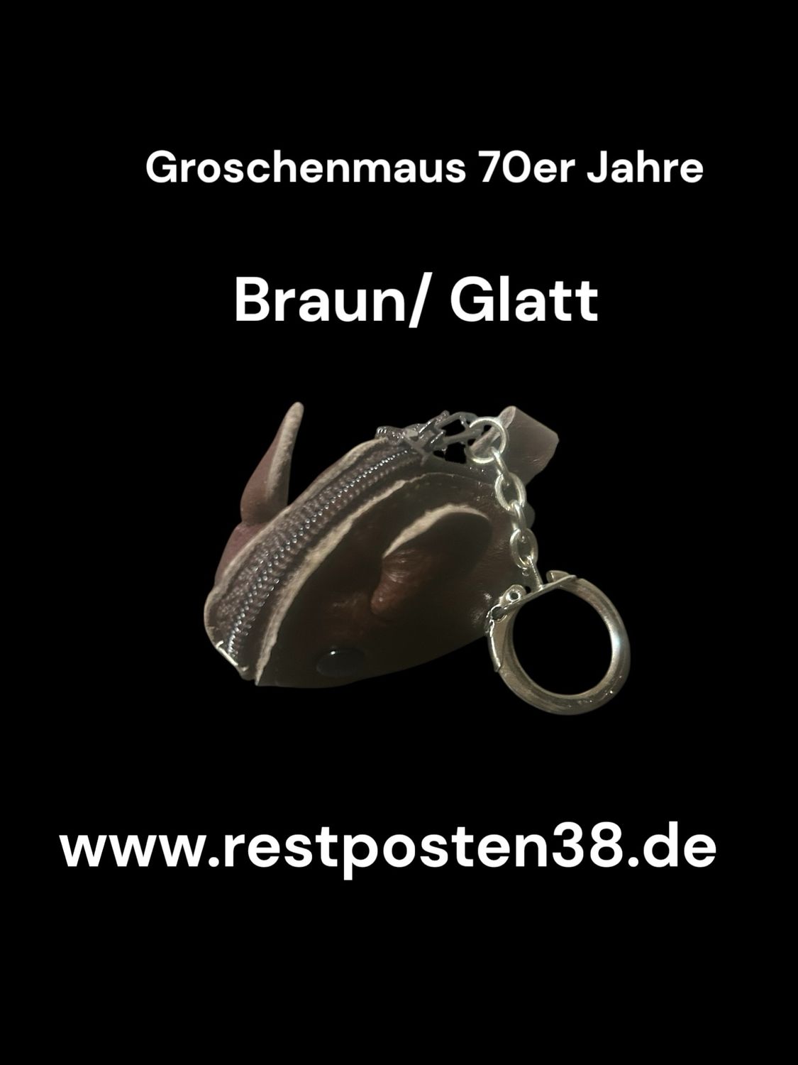 Retro Groschenmaus braun -glattes Leder, 70er Jahre -Echt Leder