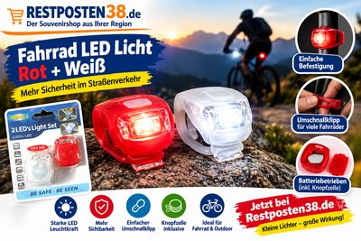 Fahrradbeleuchtung LED Rot/Weiß, Batteriebetrieben