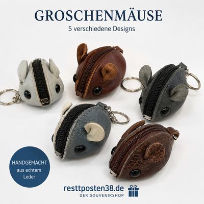 Retro Groschenmaus, 5 verschiedene Farben -Echt Leder