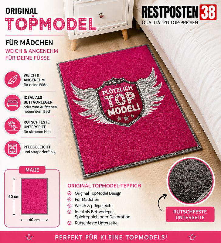 Plötzlich Top Model Fußmatte 60 x 40 cm, pink