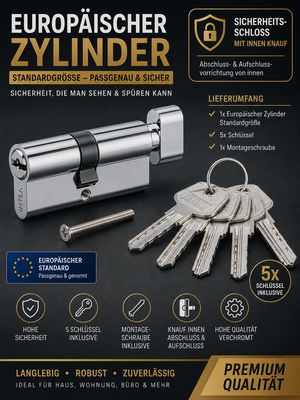 Türschloss Sicherheitszylinder Chrom