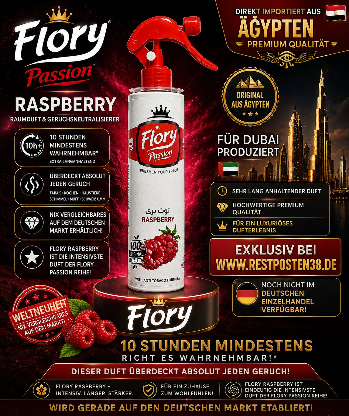 Flory Haus- und Autoduft "Raspberry" 425ml