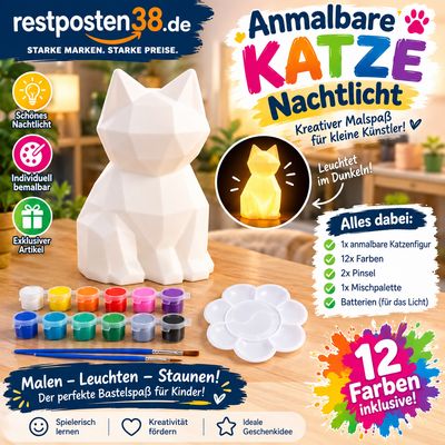 Kindernachtlicht Katze -zum selbst bemalen