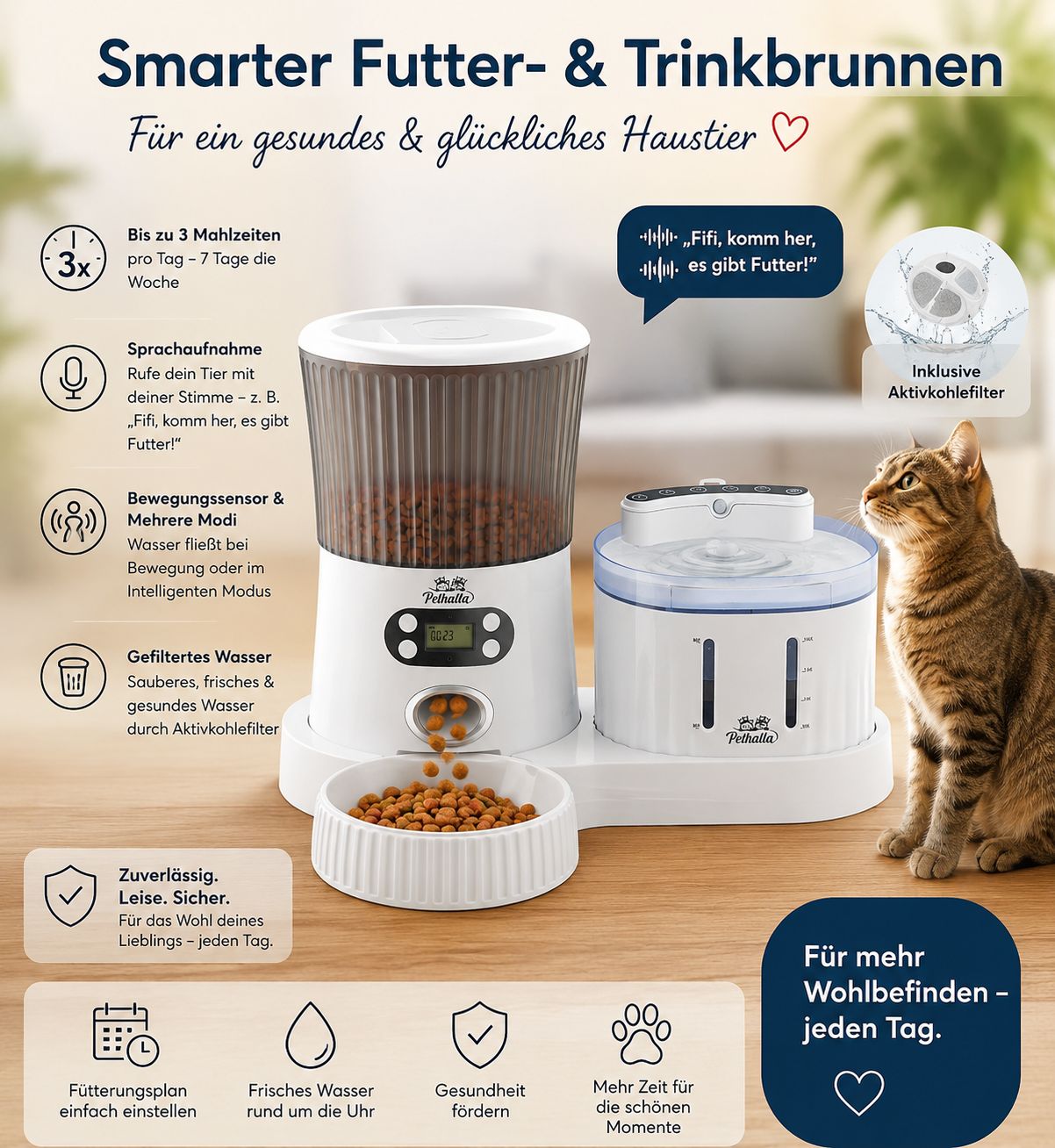 Automatischer Futter- und Wasserspender Pethalla — Zuverlässig, praktisch, made in Germany