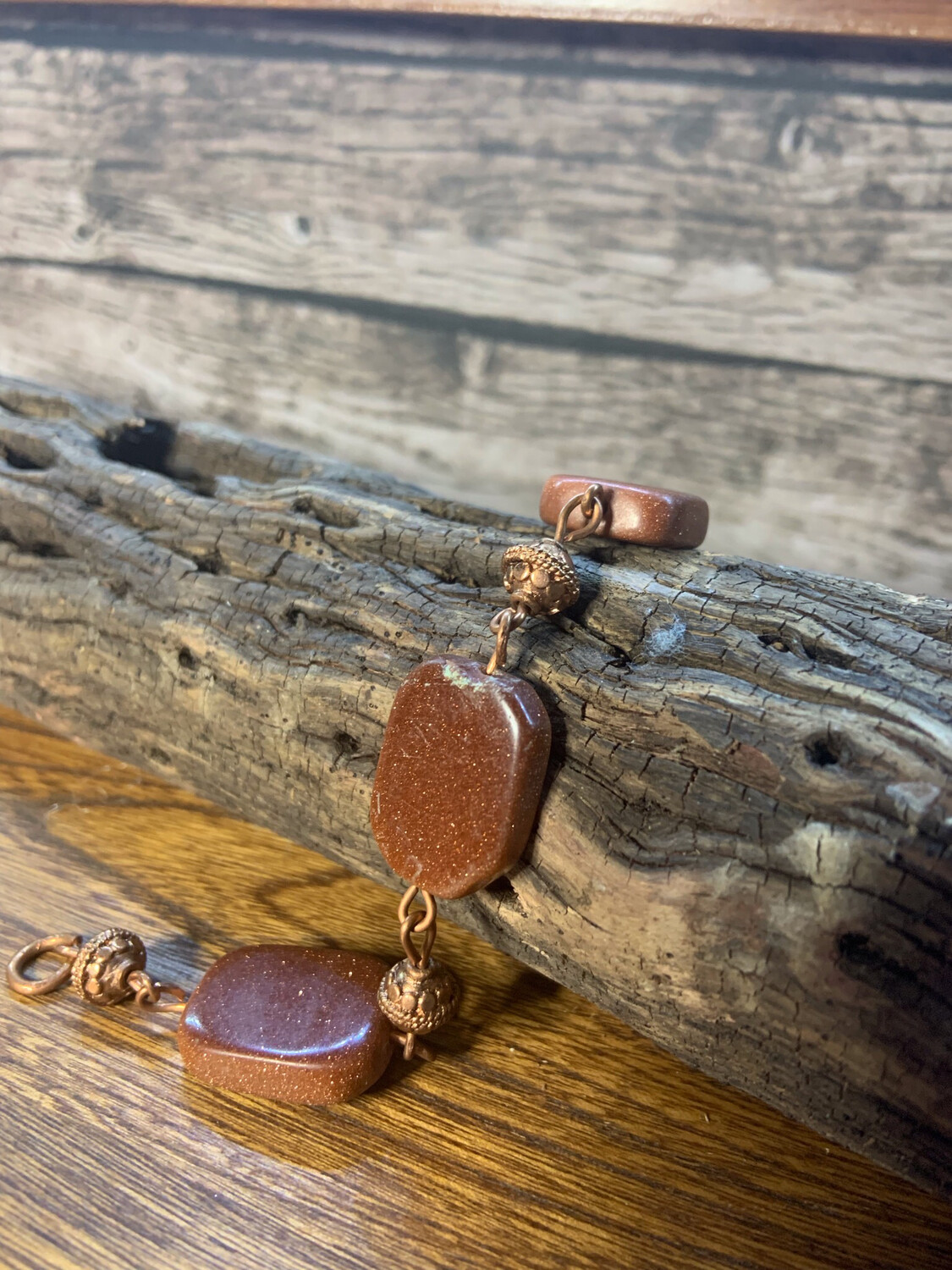Starlit Shore: Goldstone And Copper Bracelet