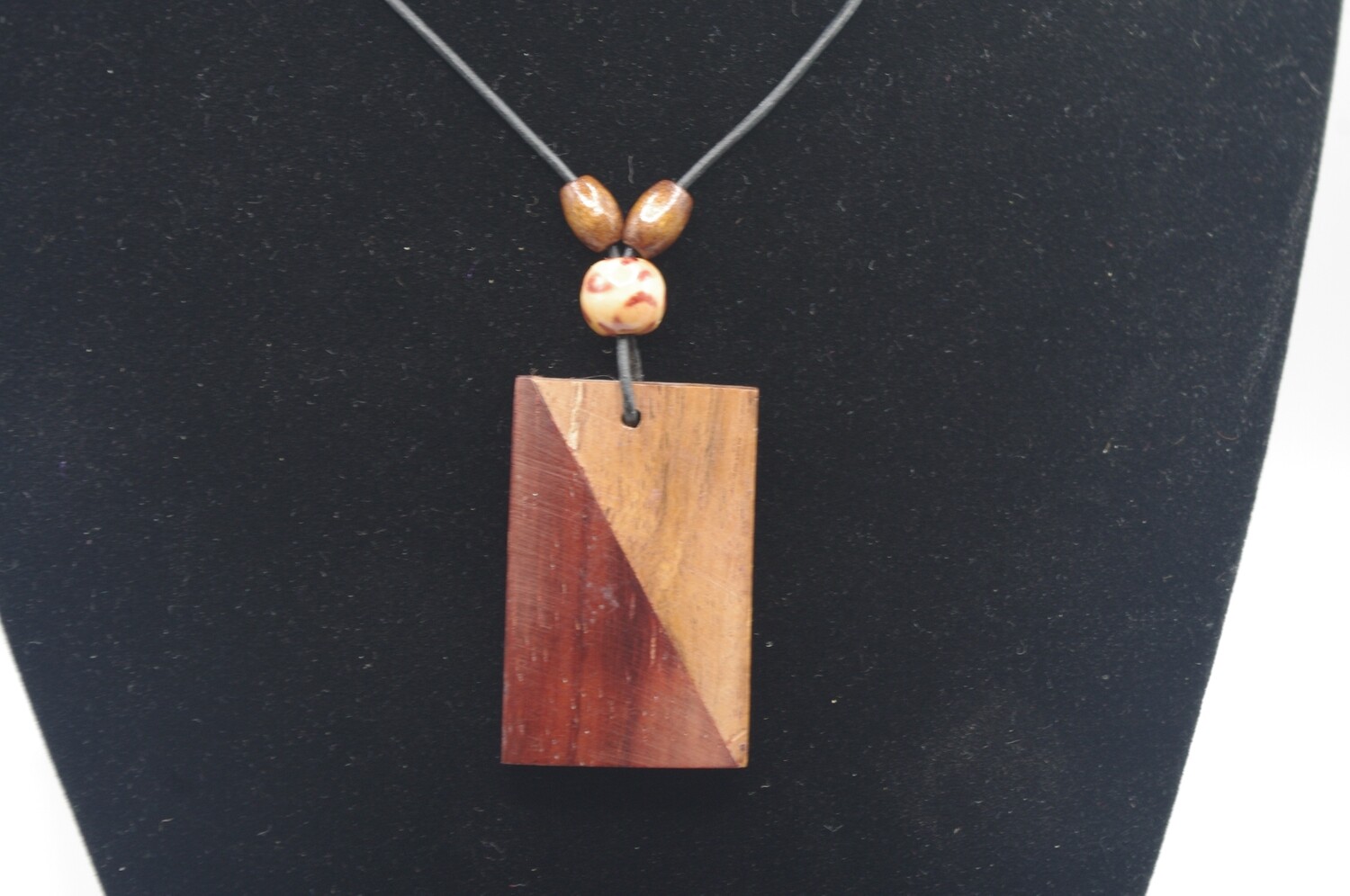Wooden Rectangular Pendant on Leather Thong