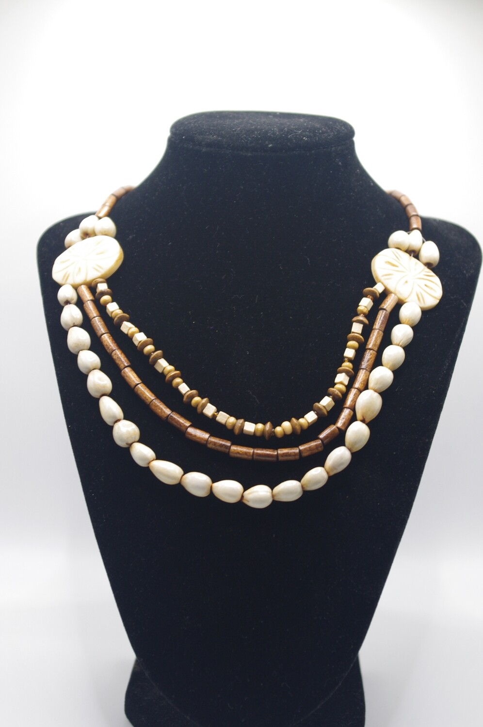 Carved Bone Bead Necklace