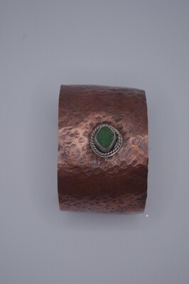 Verdant Glow: Copper Cuff with Sea Glass Stone