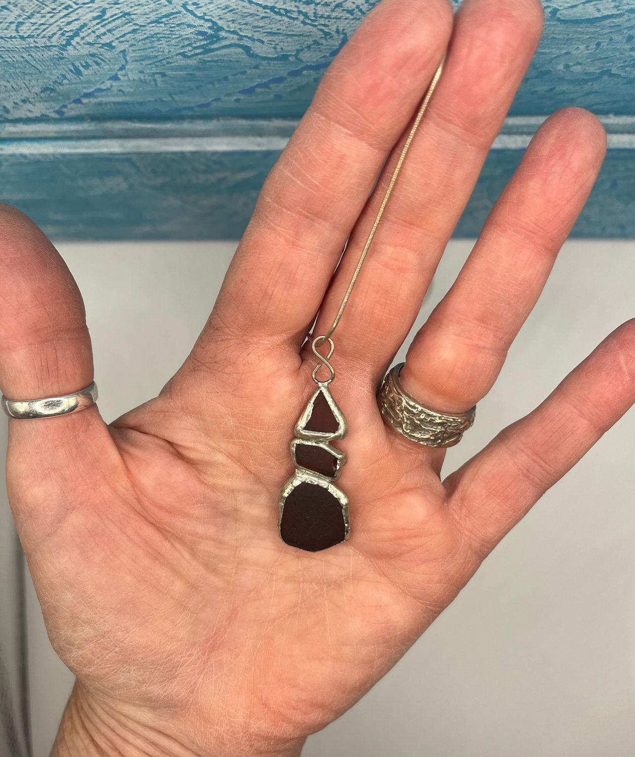 Tidal Trio: Stacked Sea glass Pendant