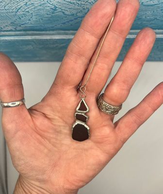 Tidal Trio: Stacked Sea glass Pendant